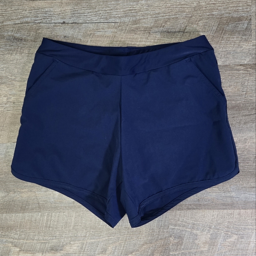 Lands' End Blue Athletic Shorts with Elastic Waistband